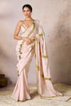 Buy_Masaba_Pink Crepe Silk Potters Touch Work Saree With Unstitched Blouse Piece _at_Aza_Fashions