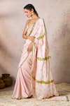 Buy_Masaba_Pink Crepe Silk Potters Touch Work Saree With Unstitched Blouse Piece _Online_at_Aza_Fashions