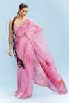 Buy_Dolly J_Pink Chiffon Embroidered Pearl Vashti Watercolor Effect Saree With Blouse _at_Aza_Fashions