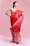 Buy_Dolly J_Red Chiffon Embroidered Pearl Sweetheart Ombre Saree With Blouse _at_Aza_Fashions