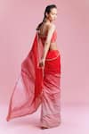 Shop_Dolly J_Red Chiffon Embroidered Pearl Sweetheart Ombre Saree With Blouse _at_Aza_Fashions