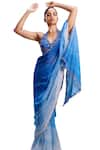 Dolly J_Blue Chiffon Embroidered Bead Halter Zana Ombre Saree With Blouse _Online_at_Aza_Fashions