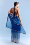 Shop_Dolly J_Blue Chiffon Embroidered Bead Halter Zana Ombre Saree With Blouse _at_Aza_Fashions