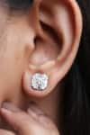 Fiona Diamonds_White Stone Lab Diamond 14kt Gold Embellished Studs _Online_at_Aza_Fashions