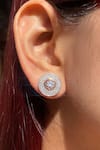 Buy_Fiona Diamonds_White Lab Diamond (rbc) 18kt Gold Round Shaped Earrings _at_Aza_Fashions