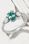 Buy_Fiona Diamonds_Blue Ovl And Per Lab Diamonds 14kt White Gold Oval & Pear Shaped Ring _at_Aza_Fashions