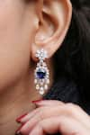 Shop_Fiona Diamonds_Blue Lab Diamond 14kt White Gold Chandelier Earrings _at_Aza_Fashions