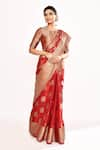 Buy_Samyukta Singhania_Red Viscose Woven Zari Round Floral Paisley Saree With Blouse _Online_at_Aza_Fashions