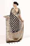 Shop_Samyukta Singhania_Black Viscose Woven Zari Square Foliage Saree With Blouse _at_Aza_Fashions