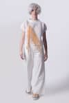 Buy_Nitin Bal Chauhan_White Engineered Knits Embroidery Cord High Neck 3d Top _at_Aza_Fashions