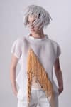 Buy_Nitin Bal Chauhan_White Engineered Knits Embroidery Cord High Neck 3d Top _Online_at_Aza_Fashions