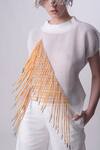 Shop_Nitin Bal Chauhan_White Engineered Knits Embroidery Cord High Neck 3d Top _Online_at_Aza_Fashions