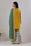 Shop_Grass & Sunshine_Yellow Cotton Print Gul Notched V Kurta Sharara Set _at_Aza_Fashions