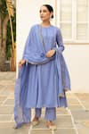 Buy_Pheeta_Blue Mulmul Embroidery Fringe Lace Round Neck Sequin Anarakali And Pant Set _at_Aza_Fashions