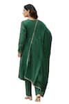 Pheeta_Green Mulmul Embroidery Fringe Lace Solid Gathered Yoke Anarkali And Pant Set _Online_at_Aza_Fashions