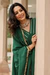 Buy_Pheeta_Green Mulmul Embroidery Fringe Lace Solid Gathered Yoke Anarkali And Pant Set 