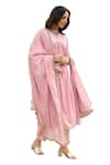 Buy_Pheeta_Pink Mulmul Embroidery Fringe Lace V-neck Gota Yoke Anarkali And Pant Set _Online_at_Aza_Fashions