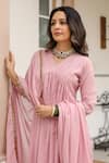 Buy_Pheeta_Pink Mulmul Embroidery Fringe Lace V-neck Gota Yoke Anarkali And Pant Set 