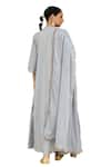 Pheeta_Grey Mulmul Embroidery Fringe Lace Round Neck Pintuck Kurta And Pant Set _Online_at_Aza_Fashions