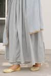 Buy_Pheeta_Grey Mulmul Embroidery Fringe Lace Round Neck Pintuck Kurta And Pant Set 