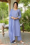 Buy_Pheeta_Blue Mulmul Embroidery Fringe Lace Notched Geometric Kurta And Pant Set _at_Aza_Fashions