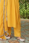 Buy_Pheeta_Yellow Mulmul Embroidery Fringe Lace Notched Yoke Kurta And Pant Set _Online_at_Aza_Fashions