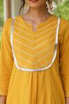 Shop_Pheeta_Yellow Mulmul Embroidery Fringe Lace Notched Yoke Kurta And Pant Set 