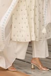 Shop_Pheeta_White Cotton Print Floral V-neck Gathered Kurta And Pant Set _Online_at_Aza_Fashions