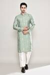 Buy_Arihant Rai Sinha_Green Kurta Silk Embroidered Mirror Straight And Pant Set _at_Aza_Fashions