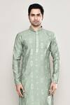 Shop_Arihant Rai Sinha_Green Kurta Silk Embroidered Mirror Straight And Pant Set _Online_at_Aza_Fashions