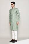 Arihant Rai Sinha_Green Kurta Silk Embroidered Mirror Straight And Pant Set _at_Aza_Fashions