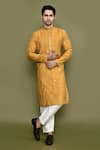 Buy_Arihant Rai Sinha_Yellow Kurta Silk Embroidered Mirror Straight And Pant Set _at_Aza_Fashions