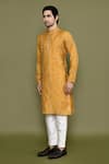 Arihant Rai Sinha_Yellow Kurta Silk Embroidered Mirror Straight And Pant Set _at_Aza_Fashions