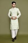 Buy_Arihant Rai Sinha_Green Silk Mirrors Work Kurta And Pant Set_at_Aza_Fashions