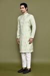 Arihant Rai Sinha_Green Silk Mirrors Work Kurta And Pant Set_at_Aza_Fashions