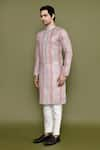 Arihant Rai Sinha_Multi Color Kurta Linen Printed Geometric And Pant Set _at_Aza_Fashions