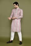 Shop_Arihant Rai Sinha_Multi Color Kurta Linen Printed Geometric And Pant Set 