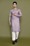 Buy_Arihant Rai Sinha_Purple Kurta Linen Printed Floral And Pant Set _at_Aza_Fashions