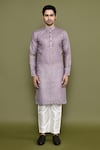 Buy_Arihant Rai Sinha_Purple Kurta Linen Printed Floral And Pant Set _Online_at_Aza_Fashions