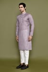 Arihant Rai Sinha_Purple Kurta Linen Printed Floral And Pant Set _at_Aza_Fashions