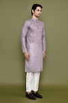 Buy_Arihant Rai Sinha_Purple Kurta Linen Printed Floral And Pant Set 