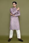 Shop_Arihant Rai Sinha_Purple Kurta Linen Printed Floral And Pant Set 