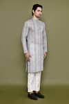 Buy_Arihant Rai Sinha_Multi Color Kurta Linen Printed Geometric Straight And Pant Set 