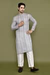 Shop_Arihant Rai Sinha_Multi Color Kurta Linen Printed Geometric Straight And Pant Set 