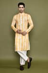 Buy_Arihant Rai Sinha_Yellow Kurta Linen Printed Abstract Straight And Pant Set _at_Aza_Fashions