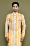 Shop_Arihant Rai Sinha_Yellow Kurta Linen Printed Abstract Straight And Pant Set _Online_at_Aza_Fashions