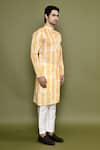 Buy_Arihant Rai Sinha_Yellow Kurta Linen Printed Abstract Straight And Pant Set 