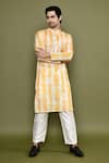 Shop_Arihant Rai Sinha_Yellow Kurta Linen Printed Abstract Straight And Pant Set 