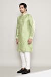 Arihant Rai Sinha_Green Art Silk Embroidered Mirror Work Band Collar Kurta And Pant Set _at_Aza_Fashions