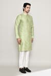 Buy_Arihant Rai Sinha_Green Art Silk Embroidered Mirror Work Band Collar Kurta And Pant Set 